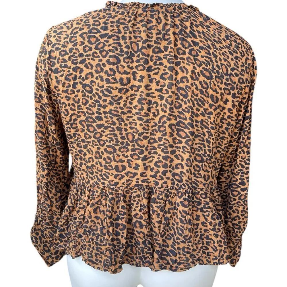 Time and Tru Leopard Print Ruffle Blouse - Picture 4 of 5